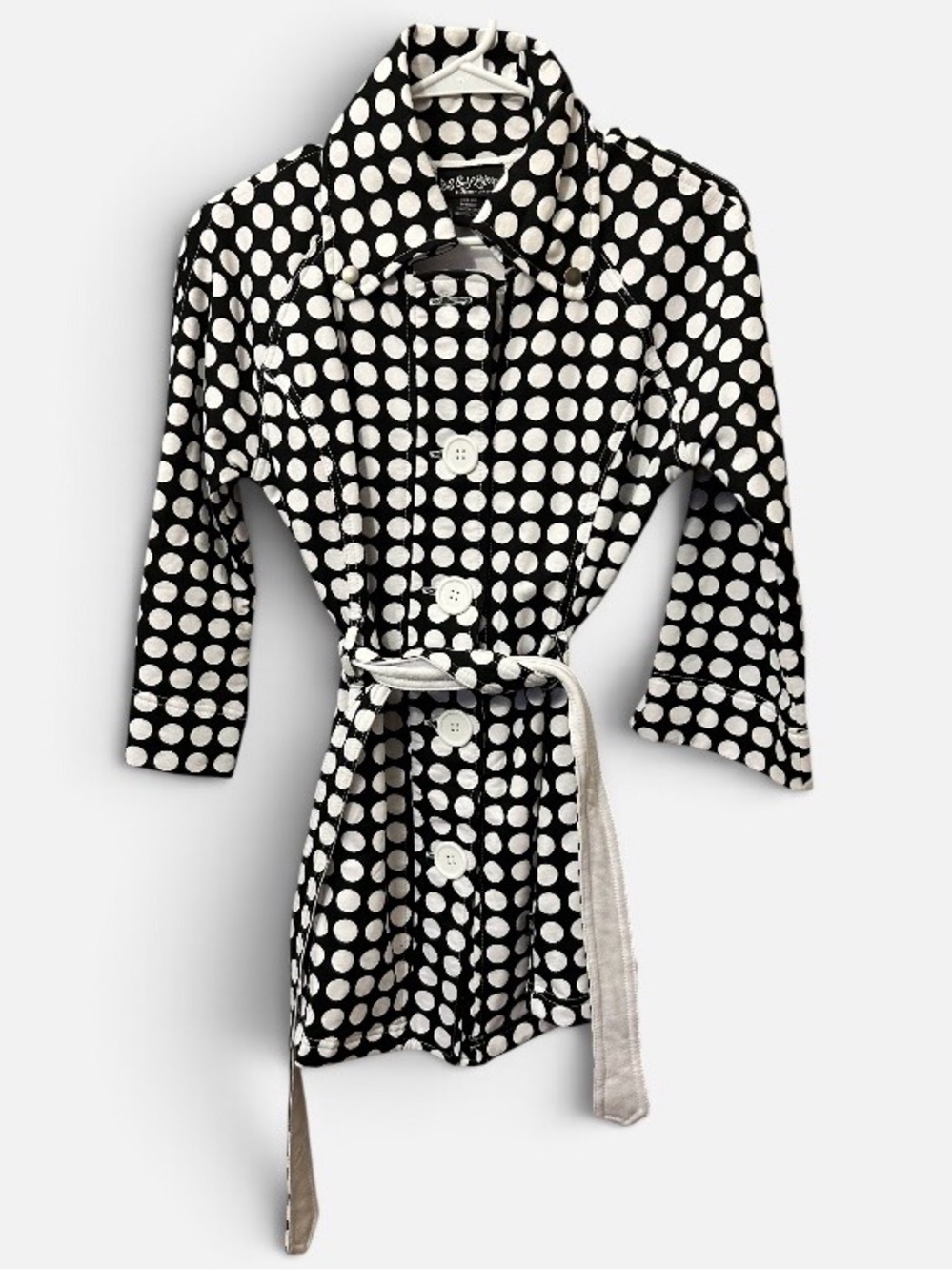 Self Esteem Juniors Black & White Polka Dot Trench Jacket Size Medium